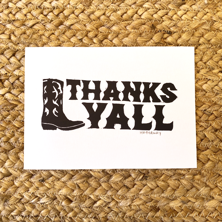 Hathaway Studios Linocut Thank You